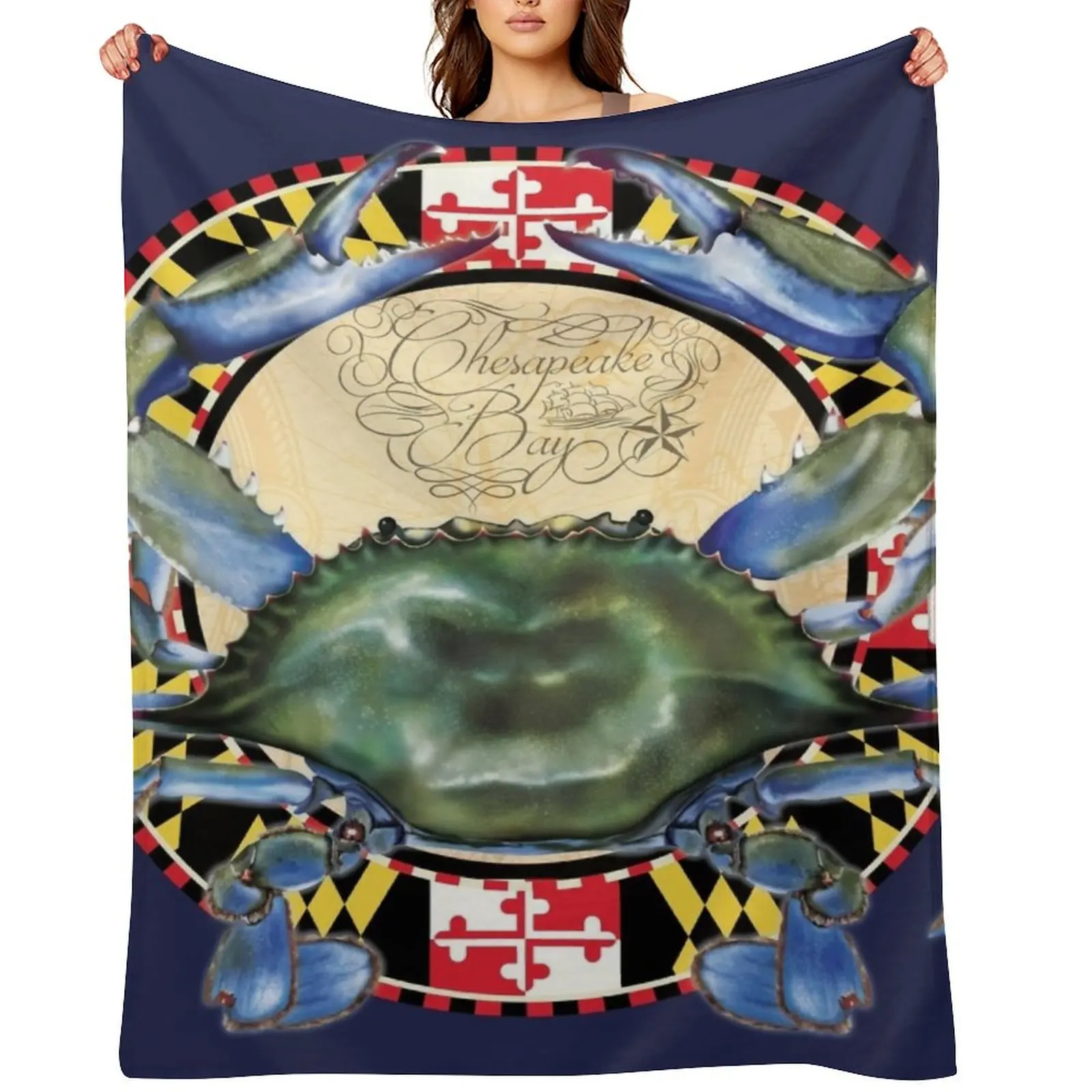 

Maryland Blue Crab Chesapeake Bay Throw Blanket Thermals For Travel Soft Plaid blankets ands valentine gift ideas Blankets