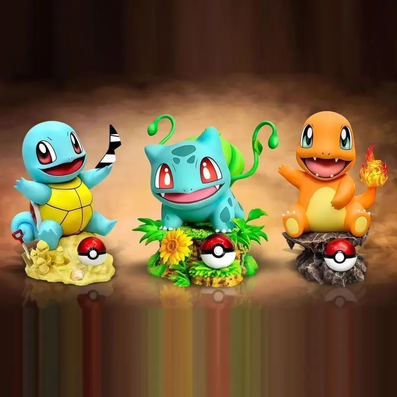 Figurki akcji Anime Pokemon Squirtle Bulbasaur Charmander, figurki z PVC, ozdoby na biurko, kolekcja modeli, zabawki, prezenty