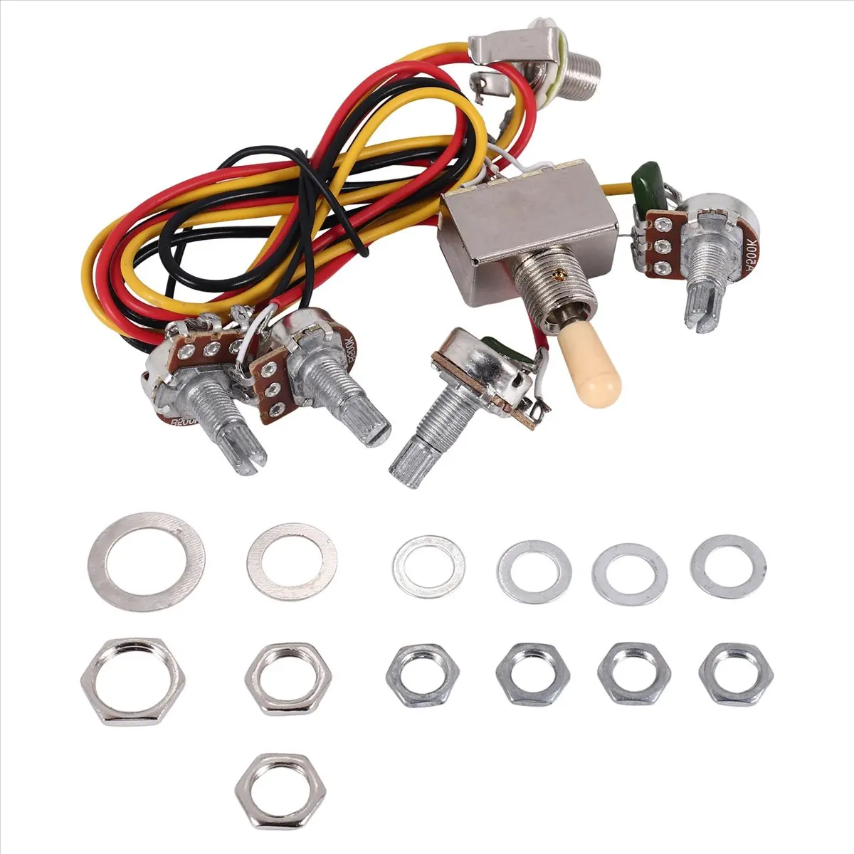 Y742A 핫 기타 배선 하네스 프리와이어드 2 볼륨 2 톤 4-500k 포트 LP 기타용