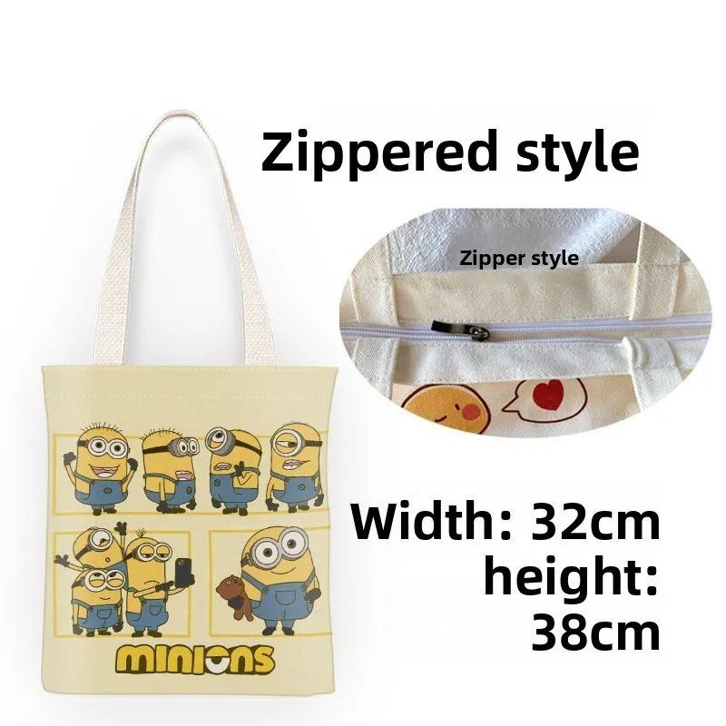 Minions movie animation cartoon cute canvas bag kawaii student tote bag home portable shopping bag shoulder bag gift wholesale - view 3