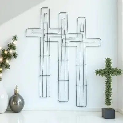 

3pcs Iron Wreath Frames Cross Shaped Diy Garland Making Supplies Christmas Easter Decor Metal Floral Wreath Support Rack