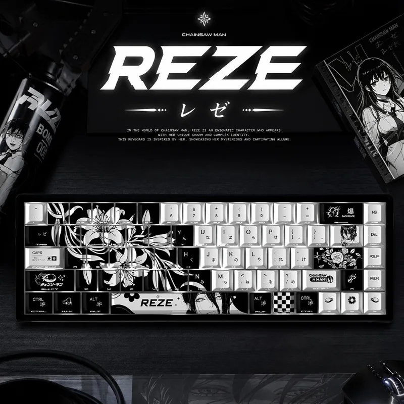 NEW Reze 5.0 Anime Keycaps Chainsaw Man Themed Mechanical Keyboard PBT Custom Cute Keycaps PC Gaming Keyboard Accessories Gift view 6