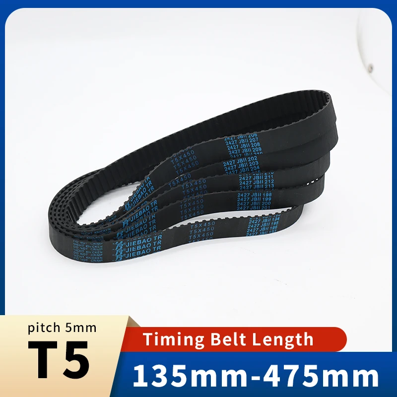 T5 Timing Belt 135mm-475mm Rubber Belt Pitch=5mm T5 Belt Width 10mm 15mm 20mm 25mm for Laser Engraving CNC Synchronous Belt T5