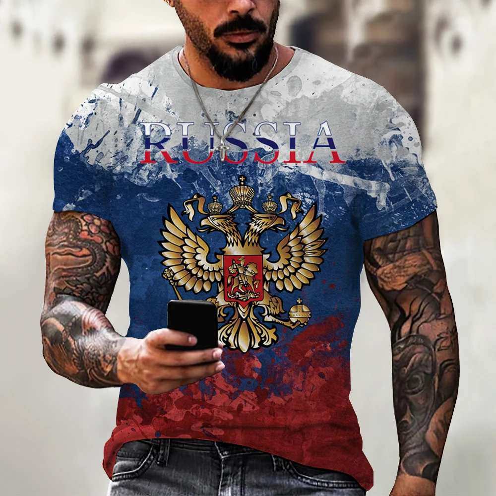 Russia Bear T-Shirts Russian Flag Emblem 3D Printed Men Women Fashion Oversized Short Sleeve T Shirt Kids Tees Tops Man Clothing