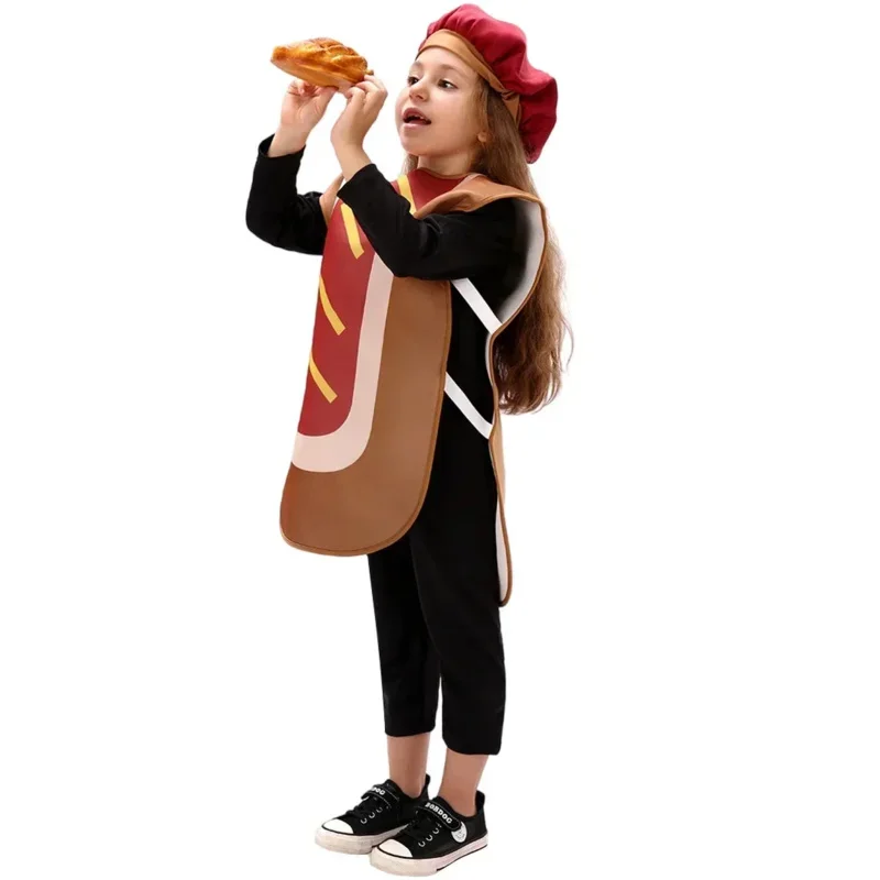 EE01 Children's Costume Kids Food Funny Costume for Carnival Girls Hot Dog Cosplay Stage Performance Halloween Sausage Costu&0Ww