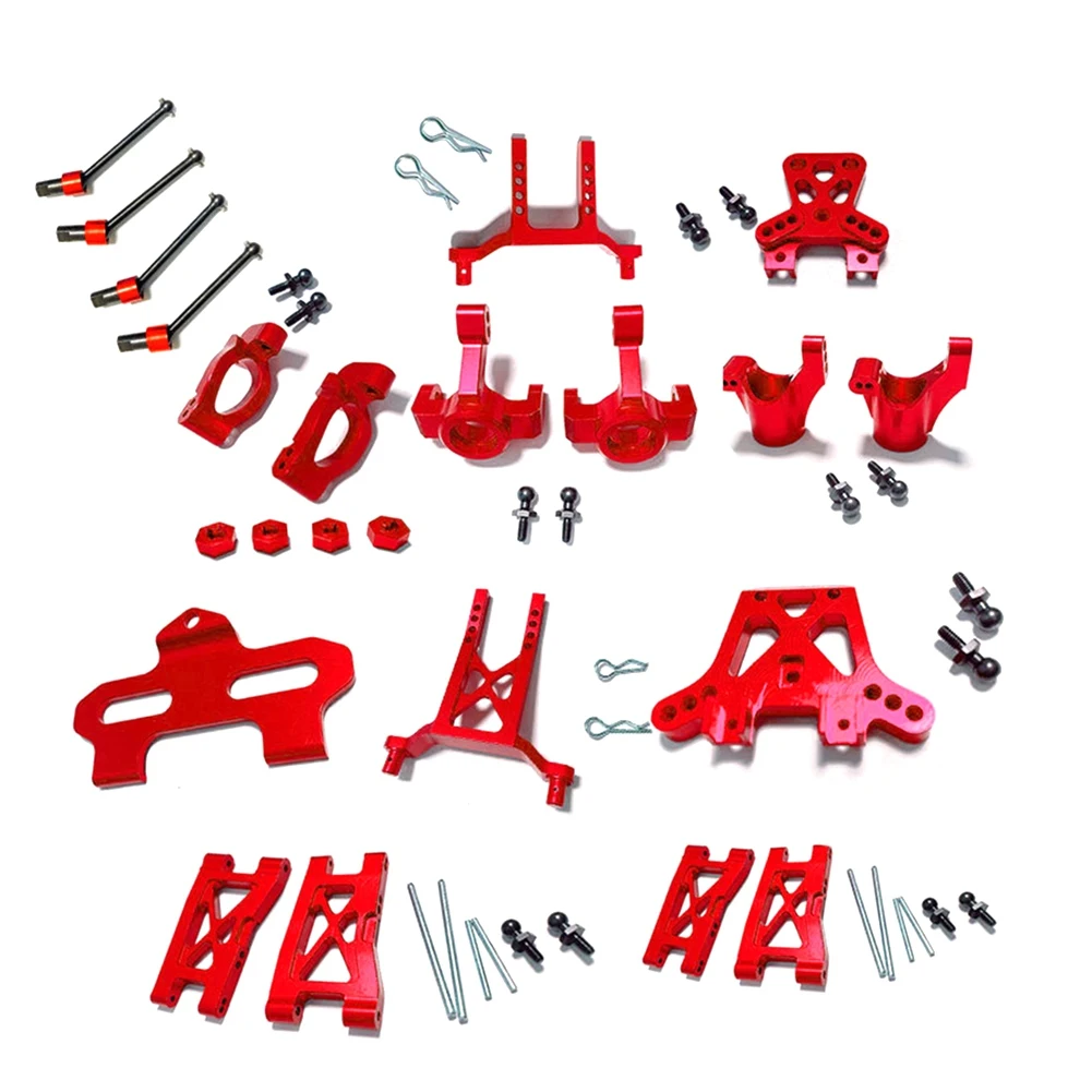 New Metal Upgrade Parts Kit Caster Block Steering Blocks Suspension Arm For Traxxas Latrax Teton 1/18 RC Car Red Replacement
