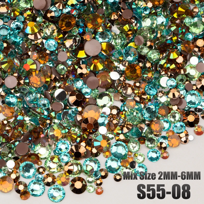 VDD S55-13 Gemischte Größen 2-6mm Harz-Strasssteine Kristalle Nicht Heißfixierbar Farbe AB Flache Rückseite Steine für DIY-Bastelarbeiten Nagelkunst-Dekorationen – Detail 12