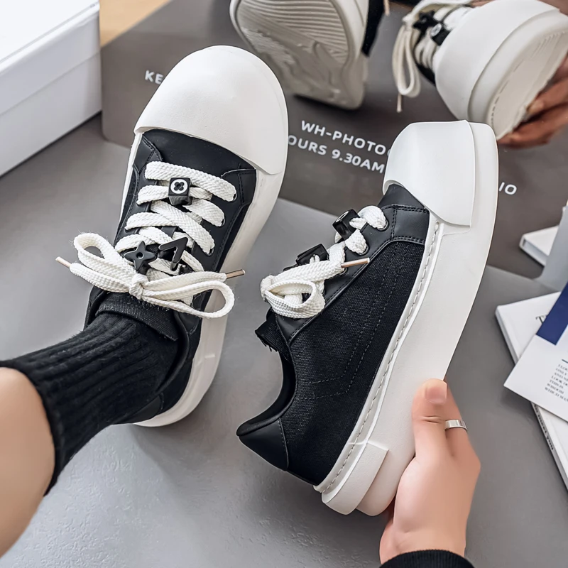 

Белые туфли на толстой подошве из пенопласта, весна 2024, внешняя торговля, новые туфли для увеличения роста с большой головкой, повседневная универсальная мужская обувь