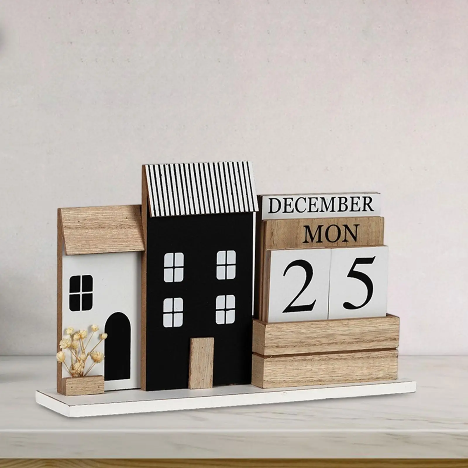 Perpetual Calendar Frame ,Wood Desk Calendar ,Learning Calendar Photo Props,Wood Block Perpetual Calendar Ornaments for DIY