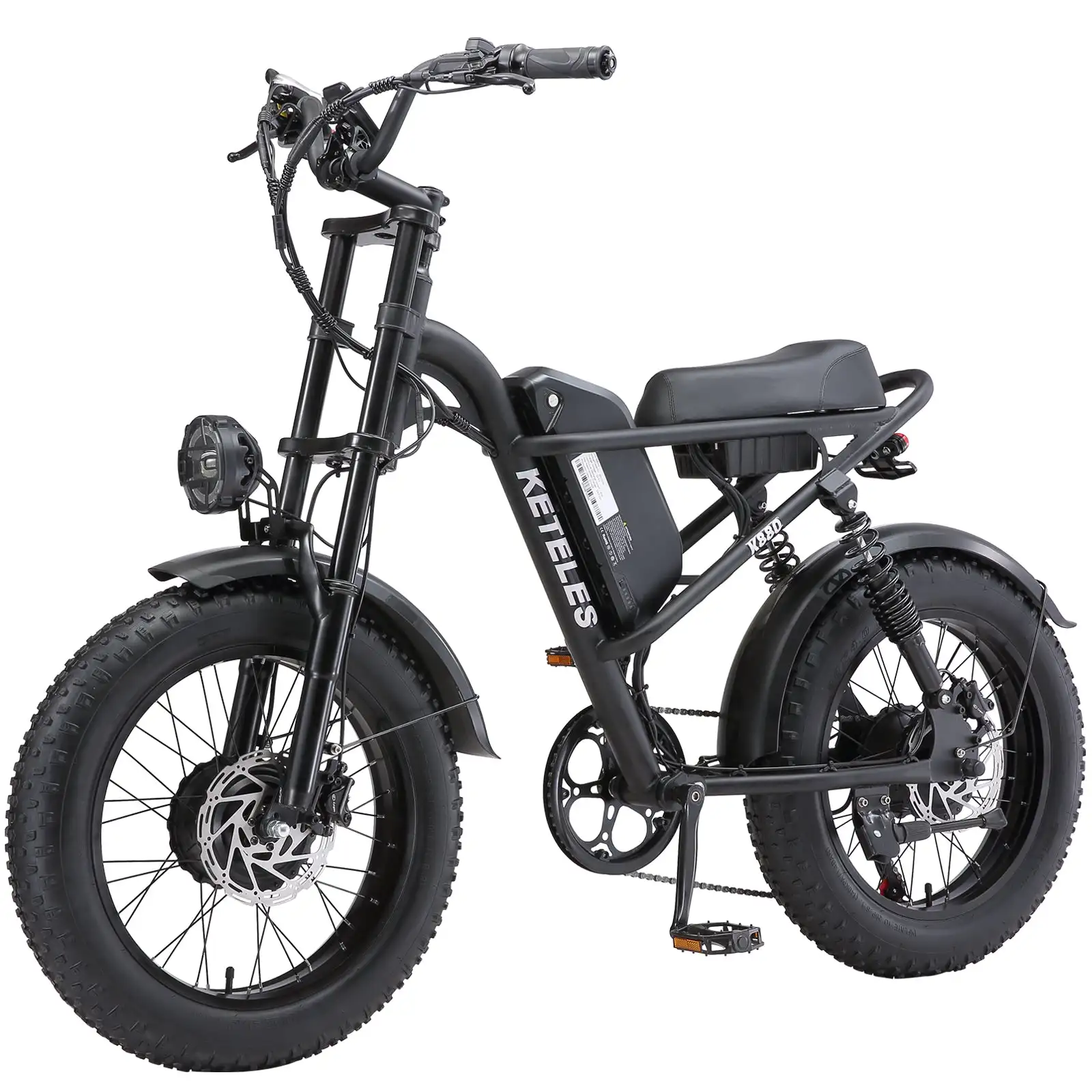 Keteles K880 20'' Electric motorcycle, 1000W/2000W motor, 48V 17.5AH/23AH battery, 20*4.0 tires, hydraulic Disc brakes.