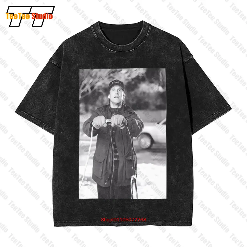 Camiseta extragrande vintage para vacaciones navideñas Clark Griswold en blanco y negro JXQL