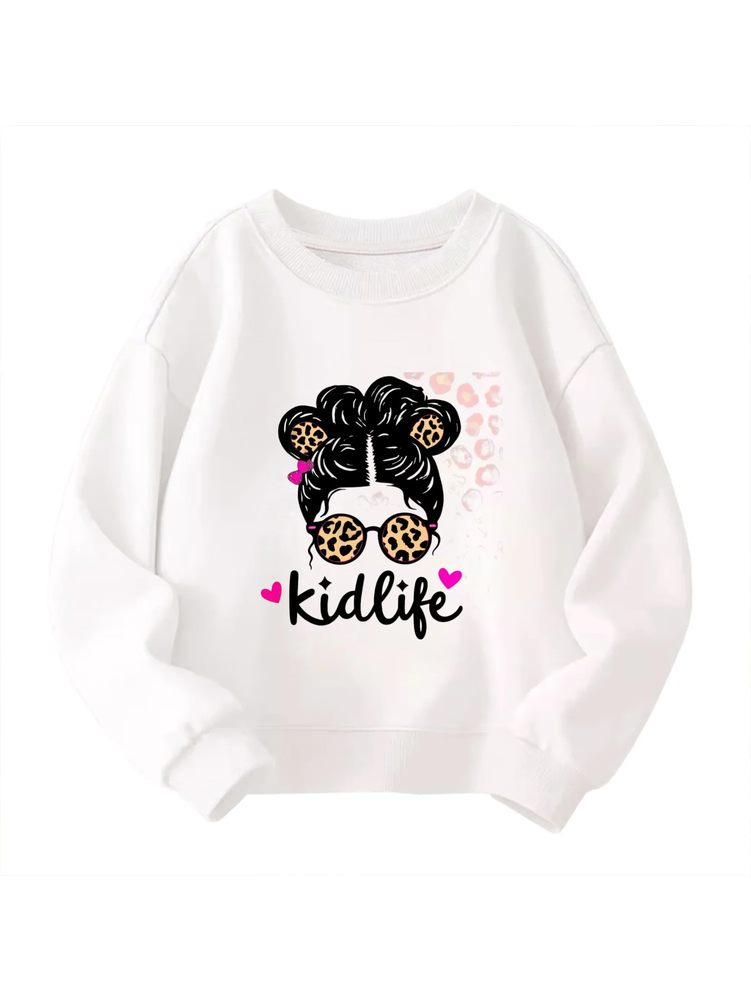 

​ Детский хлопковый свитшот с леопардовым принтом, аксессуары для волос с детским текстом для мальчиков и девочек, модная мода в стиле каваи ​