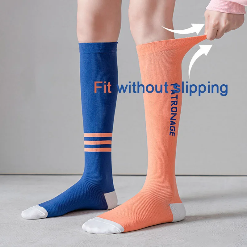 Socks New AB combination Women's Girl Fashion Compression sock Slimming Knee-high Cotton 100%  professional sports pressure thin