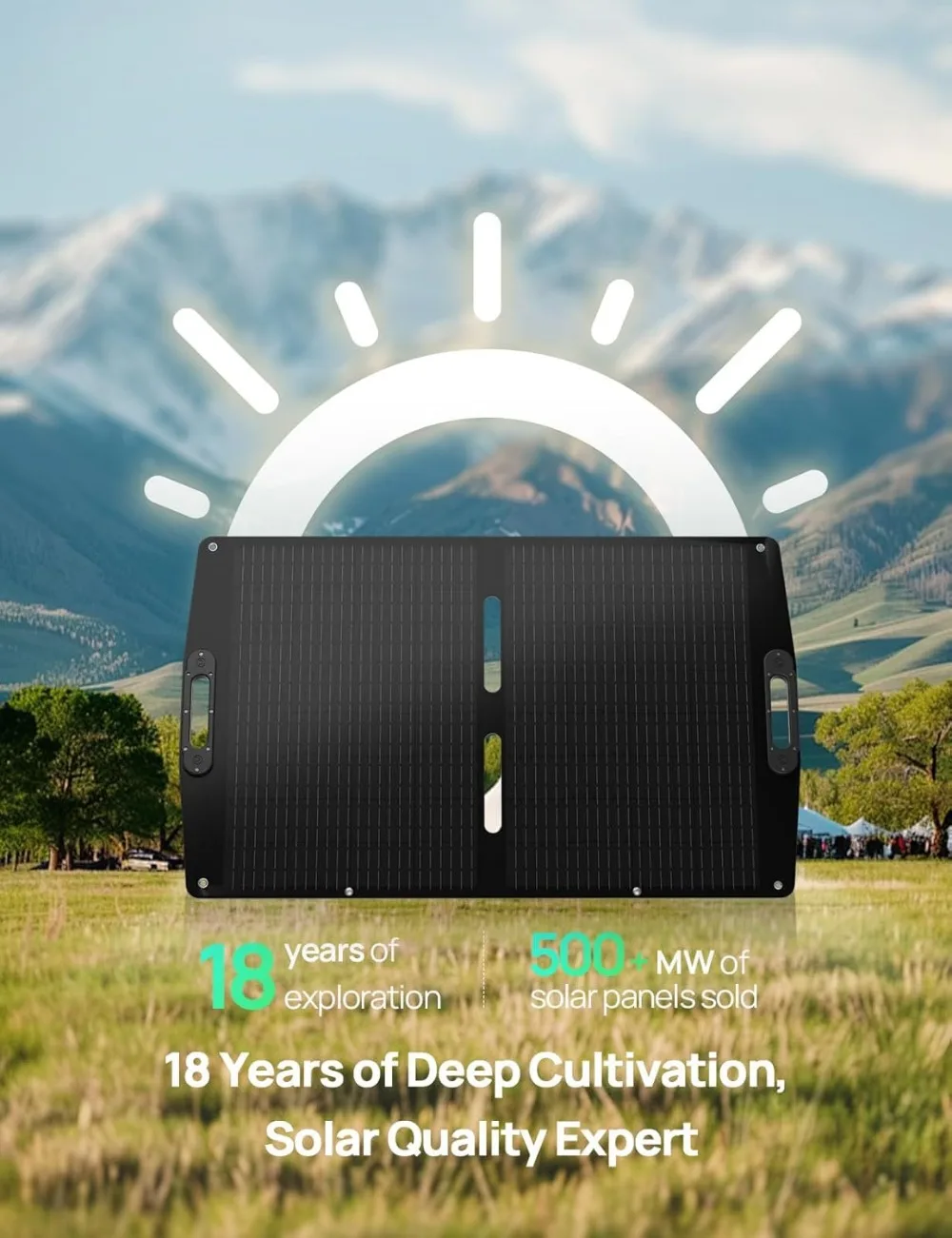 لوحة شمسية محمولة قابلة للطي بقدرة 100 وات، ETFE عالي الكفاءة 23%، مسند قابل للتعديل للتخييم والمشي لمسافات طويلة RV خارج الشبكة #2