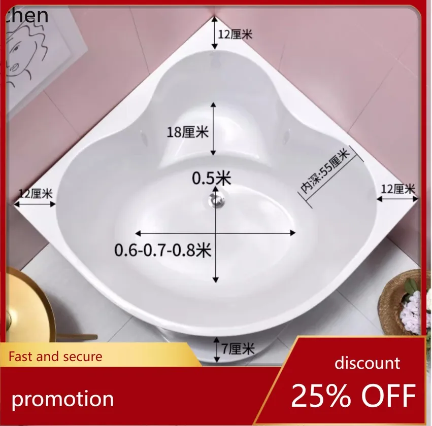 

ZML corner bathtub acrylic freestanding adult household small deep bath tub large bath