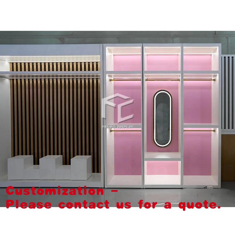 

custom.Boutique Furniture Make up Store Design Wall Shelf Cosmetic Showcase Commercial Display Nice Pink Showcase