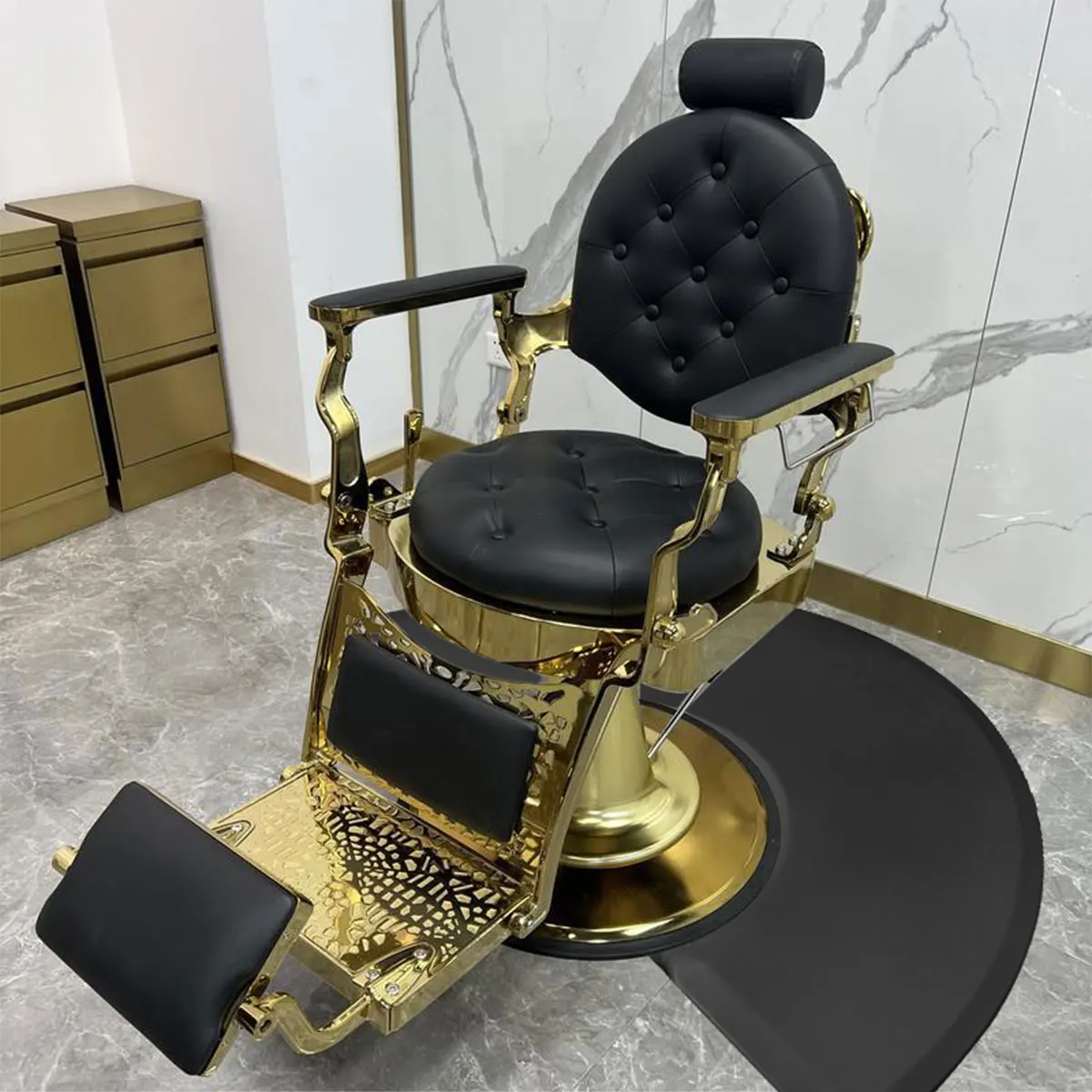 Barber Chair Mat Hairdresser Anti-slip Floor Pad Carpet Protect Fabric Cushion Hairdressing Nonslip Rubber PVC Stool Upholstered