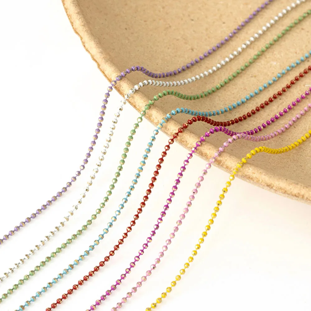 1.5mm Brass Beaded Ball Chain 10 Yard Colorful Round Link Chains Spool for DIY Jewelry Findings Necklaces Accessories Supplies view 2