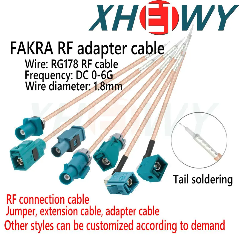 Fakra macho e fêmea banhado a prata fio de conexão de fio de solda rg178 rf coaxial pcb placa de circuito fio de conexão