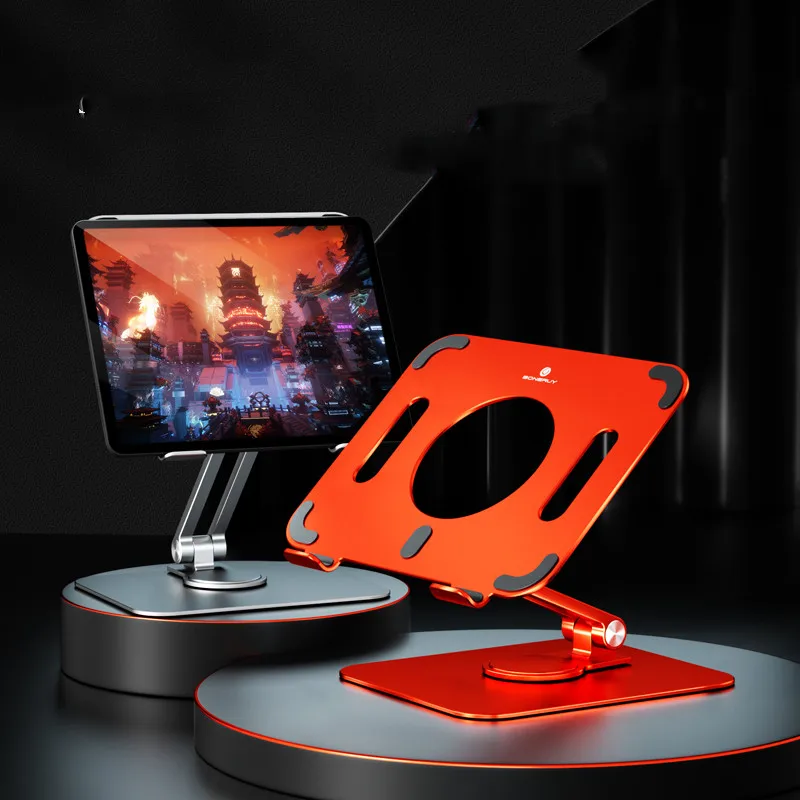 Boneruy 360 Degree Rotating Foldable Tablet Stand Aluminum & Silicon Eye Level & Adjustable Compatible with iPad for Desktop Use