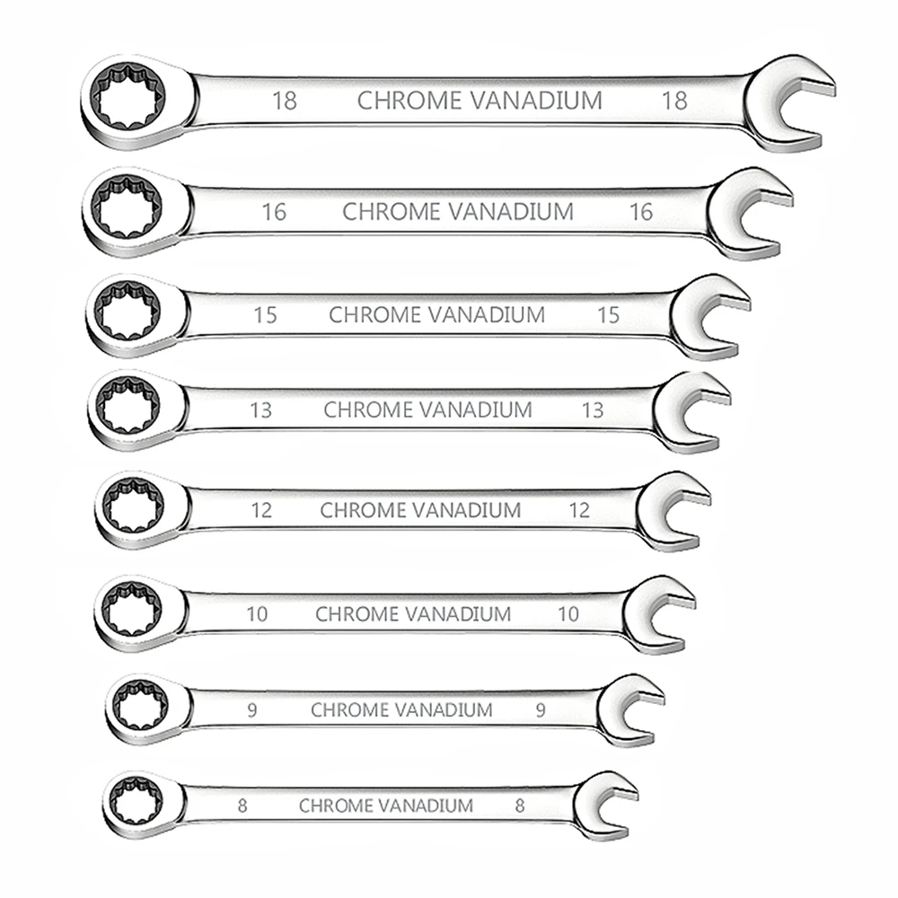 1 Piece 8-19mm Combination Ratchet Wrenches with Keys Gear Ring Reversible Wrench Car Auto Repair Hand Tool Diagnostic Tools