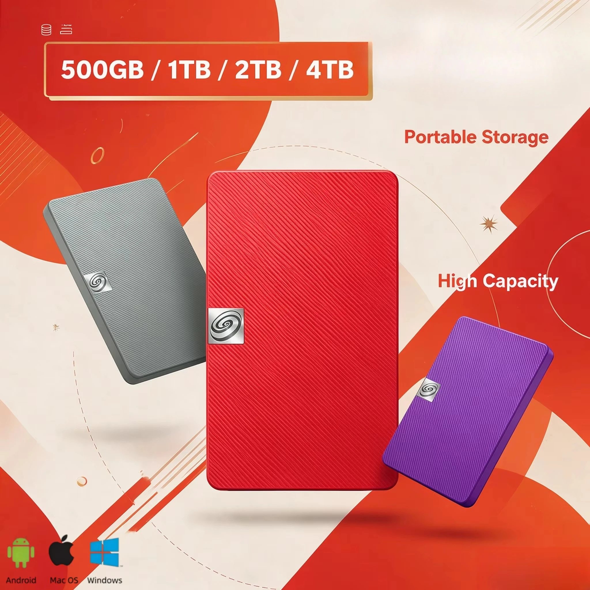 500GB 1TB 2TB 4TB USB30 Storage 2.5 Inch Expansion Portable External Hard Disk For Windows PC Mac Data File Backup Save Top