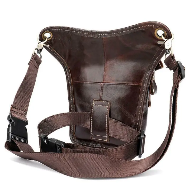 Men Genuine Leather Fanny Pack Waist Bag Leg   Belt Sport Thigh 