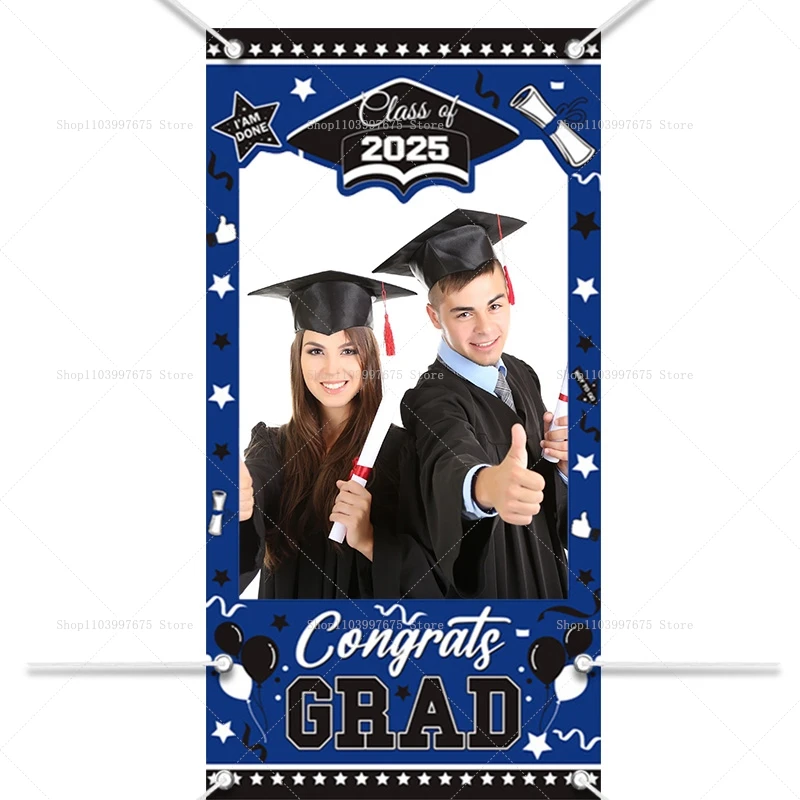 2025 Graduation Photo Booth Frame Props Vinyl Backdrop Class of 2025 Grad Celebrations Decor Shooting Background Party Supplies