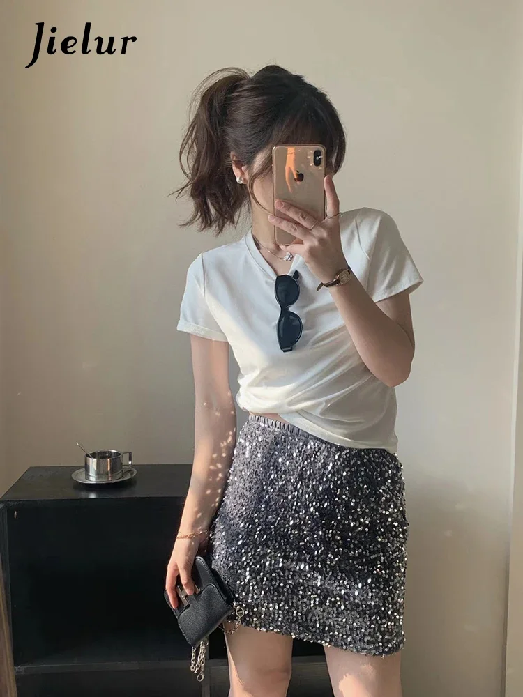 Jielur Spring Summer New Fashion Sexy Short Skirt Solid Color Attractive Chicly Woman Skirt Slim Youthful Gorgeous Female Skirts