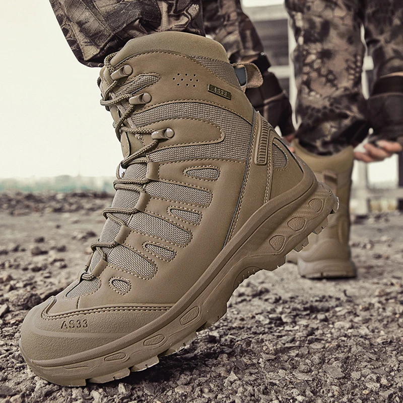 

Men's Hiking Shoes Anti-slip Wear-resistant Tactical Boots Waterproof Military Trekking Boots Men Outdoor Travel Shoes