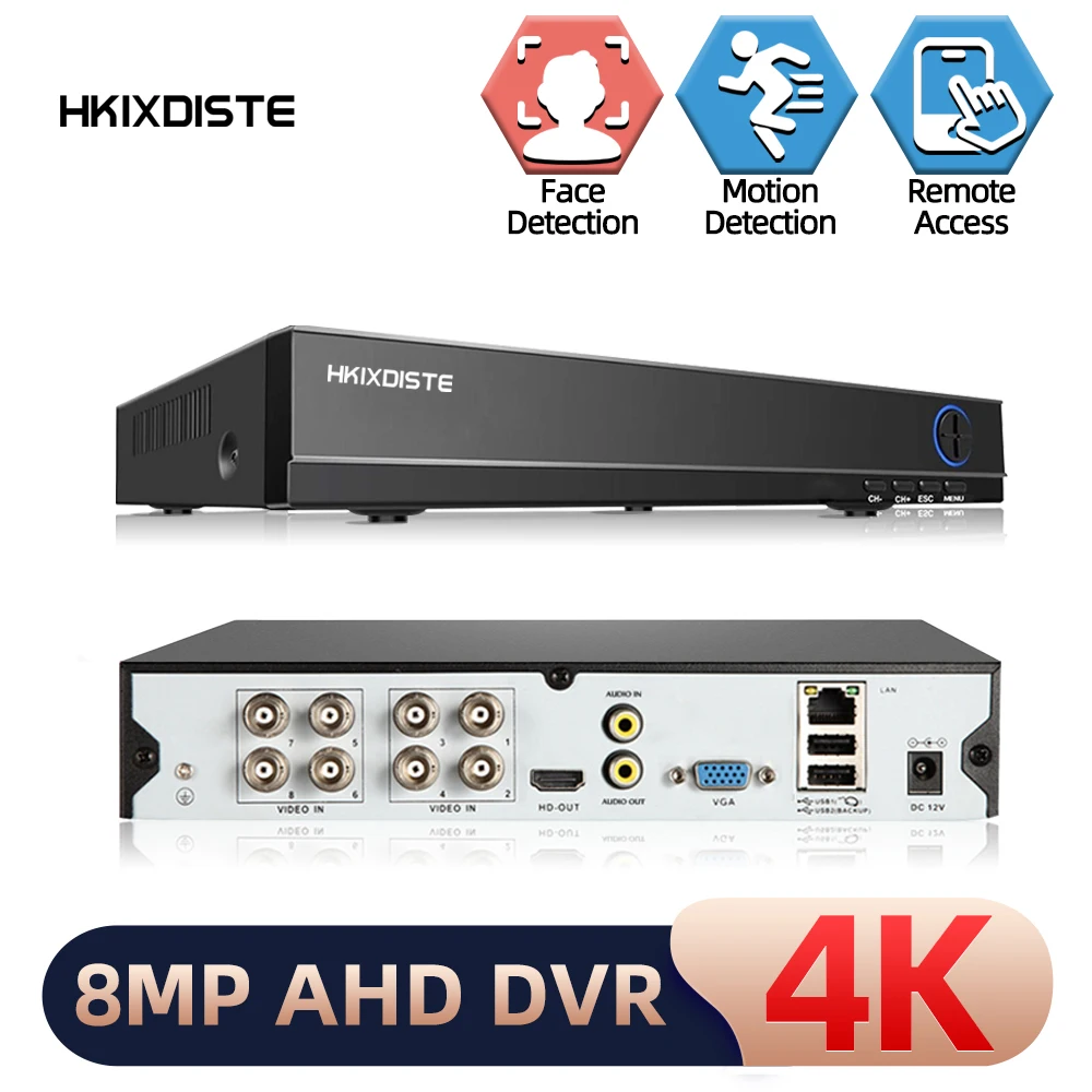 H.265 CCTV DVR AHD 8 Channel Alarm System 4K Face Detection XMEYE DVR Recorder 8MP 6 In 1 Hybrid Video Surveillance Recorder 8CH