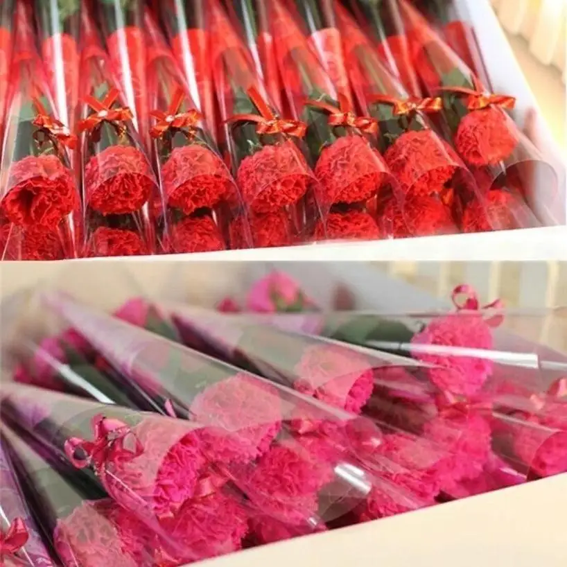 8 Pcs / lote Baño Artificial Clavel Jabón Flor Fiesta Día de la Madre Regalo Decoración Día de San Valentín Regalo