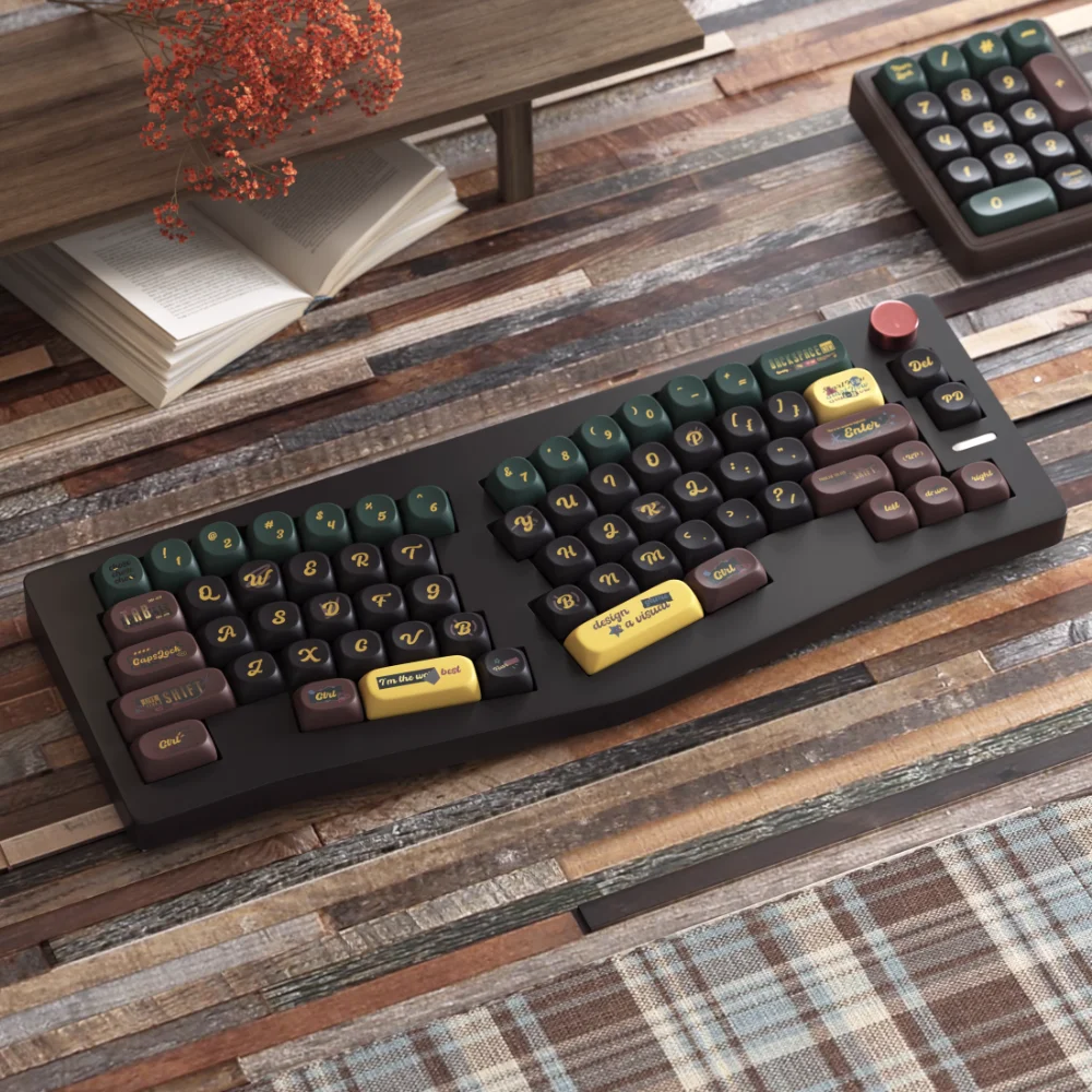 Vintage Splice Keycap Set PBT 125 Keys SOA Height Personalized Keycaps for 61/87/104MX Switch Mechanical Keyboards