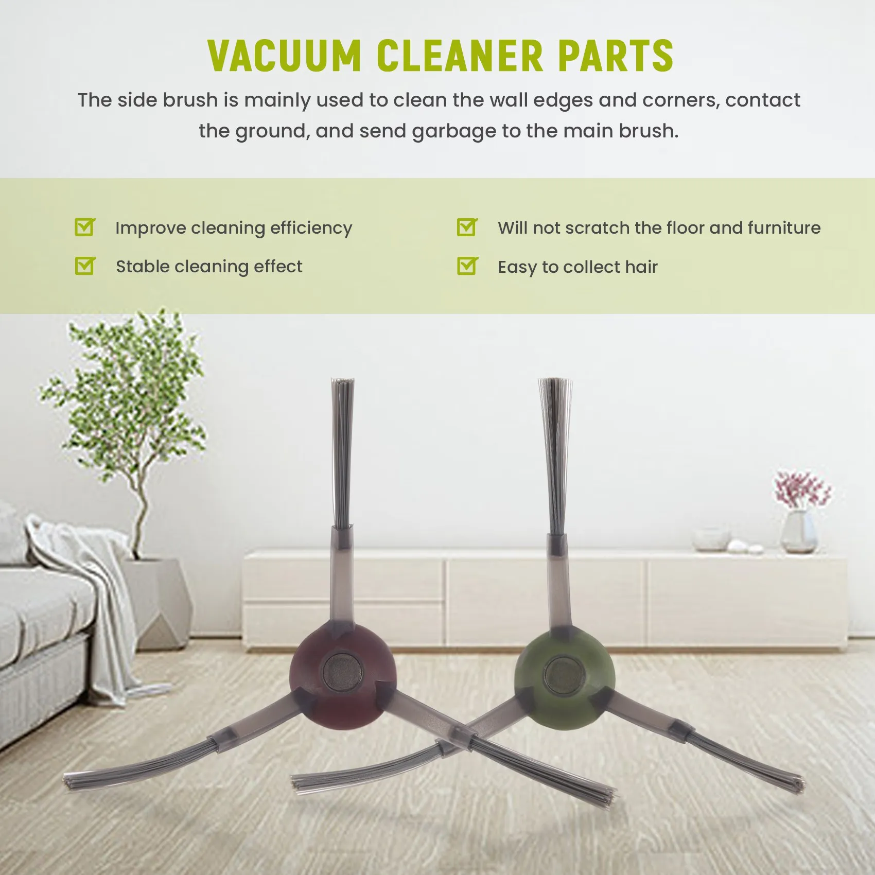 فرشاة جانبية لـ ECOVAC DEEBOT ، OZMO T9 ، T9 ، AIVI ، T8 MAX ، T8 POWER ، T8 AIVI ، N8 PRO ، ملحقات مكنسة كهربائية روبوت ، 8 *