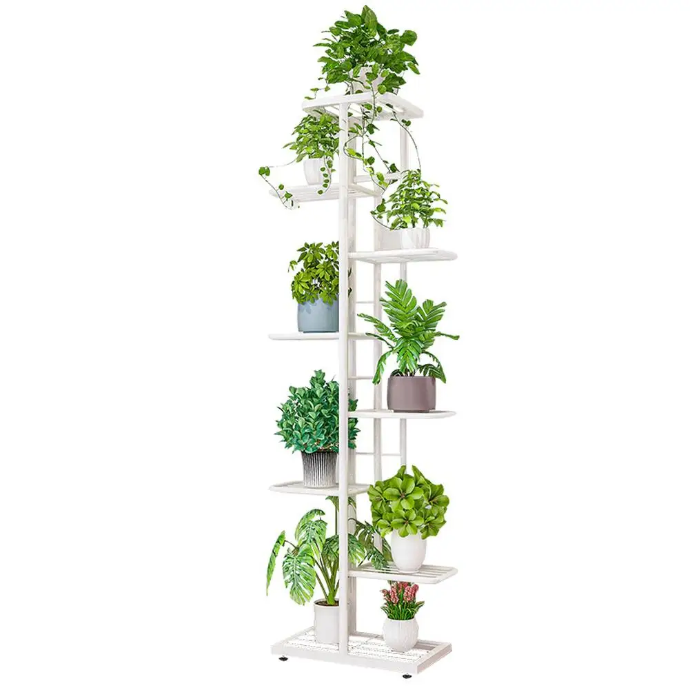 8 Tiers Metal Plant Stand, Indoor Outdoor 9 Potted Plant Holders, Tiered Plant Shelf, Metal Flower Display Rack For Corner