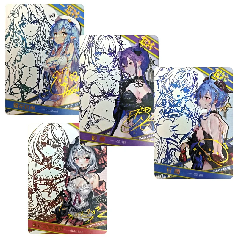 

Goddess Story Genshin Impact Furina Ganyu Keqing Anime Characters Bronzing Collection Flash Card Cartoon Toys Christmas Gift