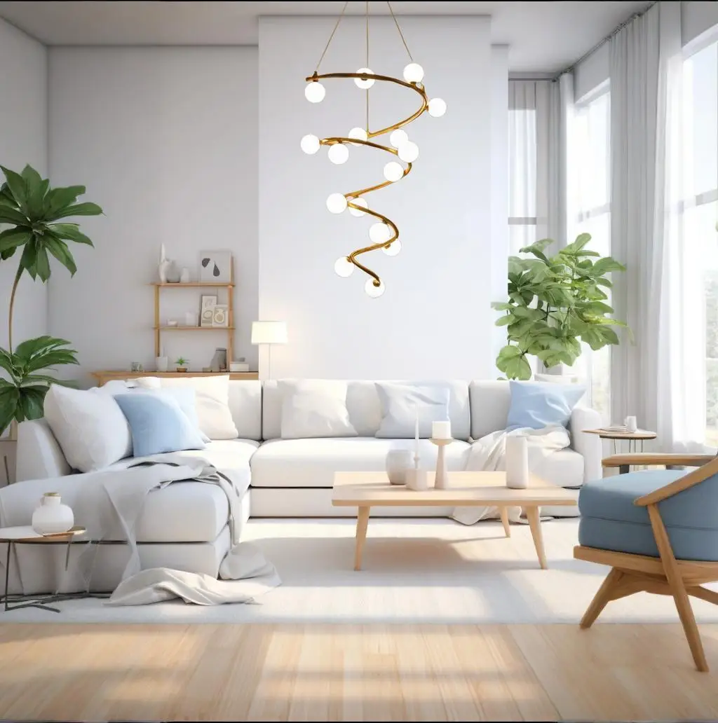 

Wabi-Sabi Style Branch Chandelier LOFT Duplex Residential Staircase Open-Plan Chinese Cream-Colored Large Dining Room Commercial