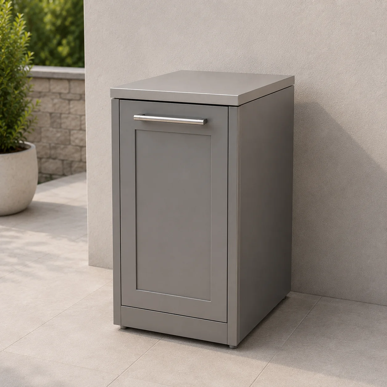 20-Inch Pull-Out Garbage Drawer Outdoor Kitchen Cabinet 304 Stainless Steel Storage Module