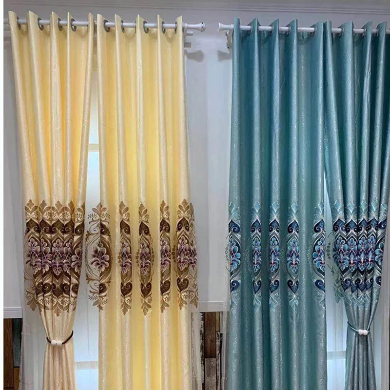 

Light Luxury Curtains for Living Dining Room Bedroom New Simple Atmosphere Embroidered Fabric Villa Window Drape Custom Size