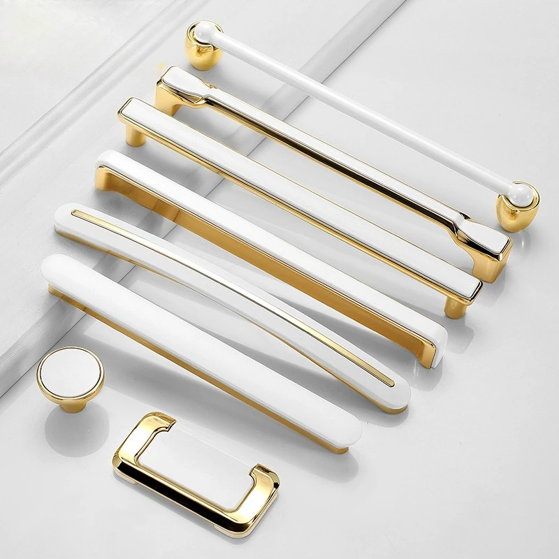 مقابض درج خزانة الأثاث مقابض المطبخ لمقبض الخزانة درج الباب الأثاث مقبض المطبخ الأجهزة البساطة الذهبية #1