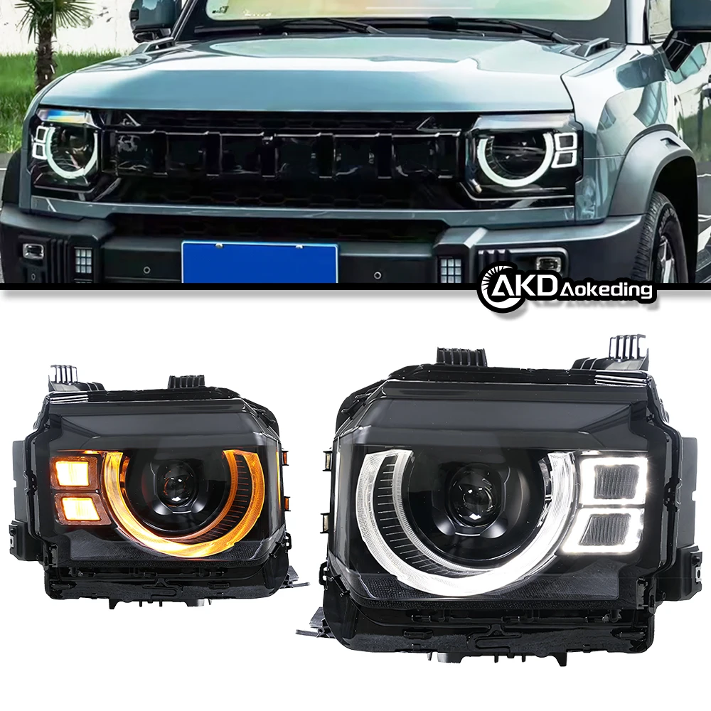AKD Head Lamp for Jetour Traveler T2 LED Headlight 2022-2025 Headlights Traveler DRL Turn Signal High Beam Angel Eye Projector