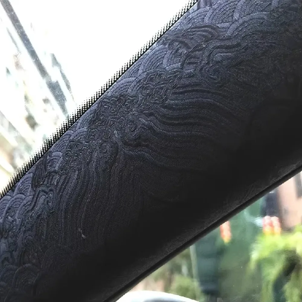 1PCS Car Interior Stickers High-grade Brocade Satin Embroidery Stickers Self-adhesive Fabric Stickers Universal AB Pillar Backi