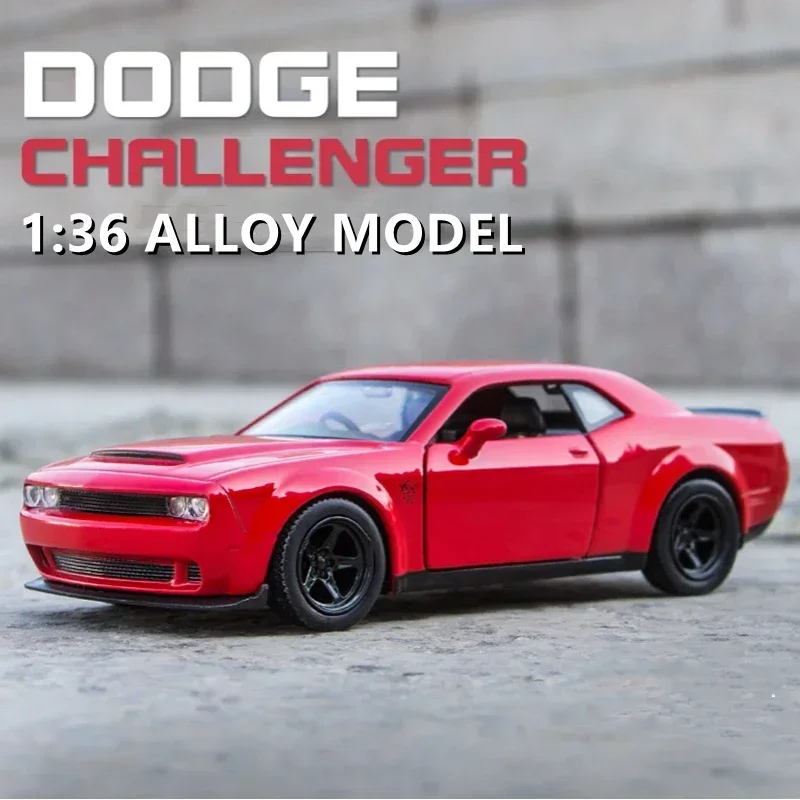 1:36 Dodge Challenger Muscle Sports Alloy Car Model Diecast Metal Toy Police Vehicles Car Model Simulation Collection Kids Gift