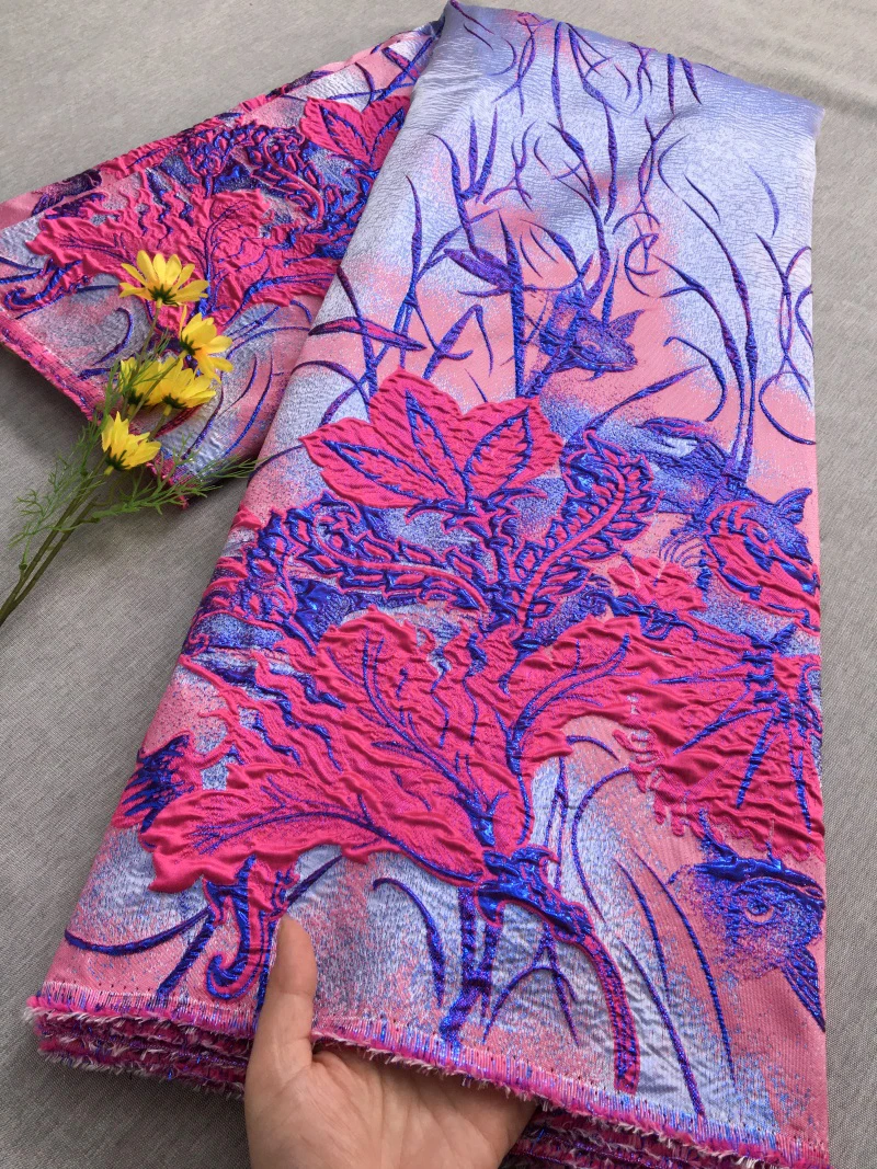 

2026 High Quality Nigerian Brocade Organza Lace Fabric African Gild Jacquard Lace Fabric for Women Party Dresses Sew,5yards 4661