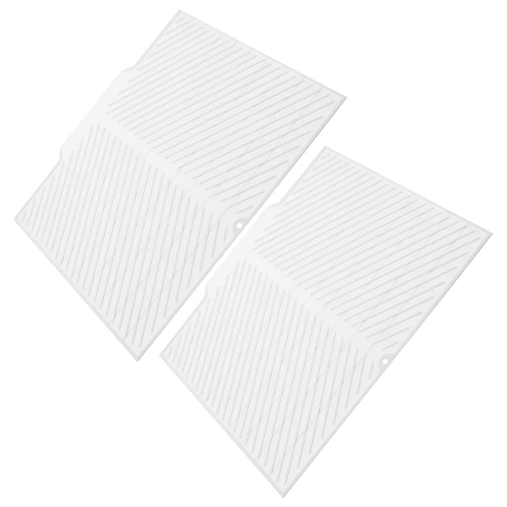 

2Pcs Silicone Dish Drying Mat Heat Resistant Non-Slip Kitchen Counter Draining Pad Fast Drying Tray Mat for Bowls Plates