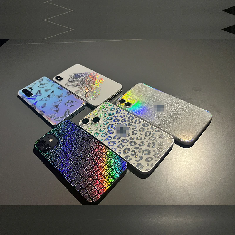TUOLI 10 sztuk 3D kolorowy kryształowy arkusz tylny skórka naklejka dla uniwersalności telefony komórkowe Iphone Samsung do maszyny do cięcia folii — zdjęcie 3