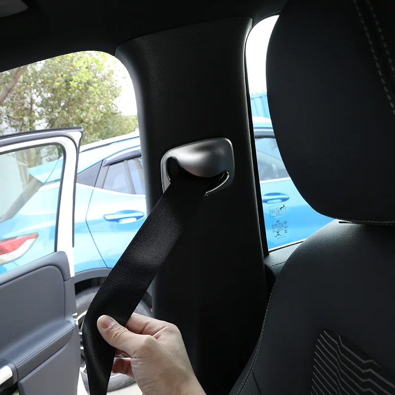 For Mercedes Benz B Class W247 2019-2020 ABS Silver/Carbon Fiber Car Seat Safety Belt Buckle Cover Stickers Car Accessories