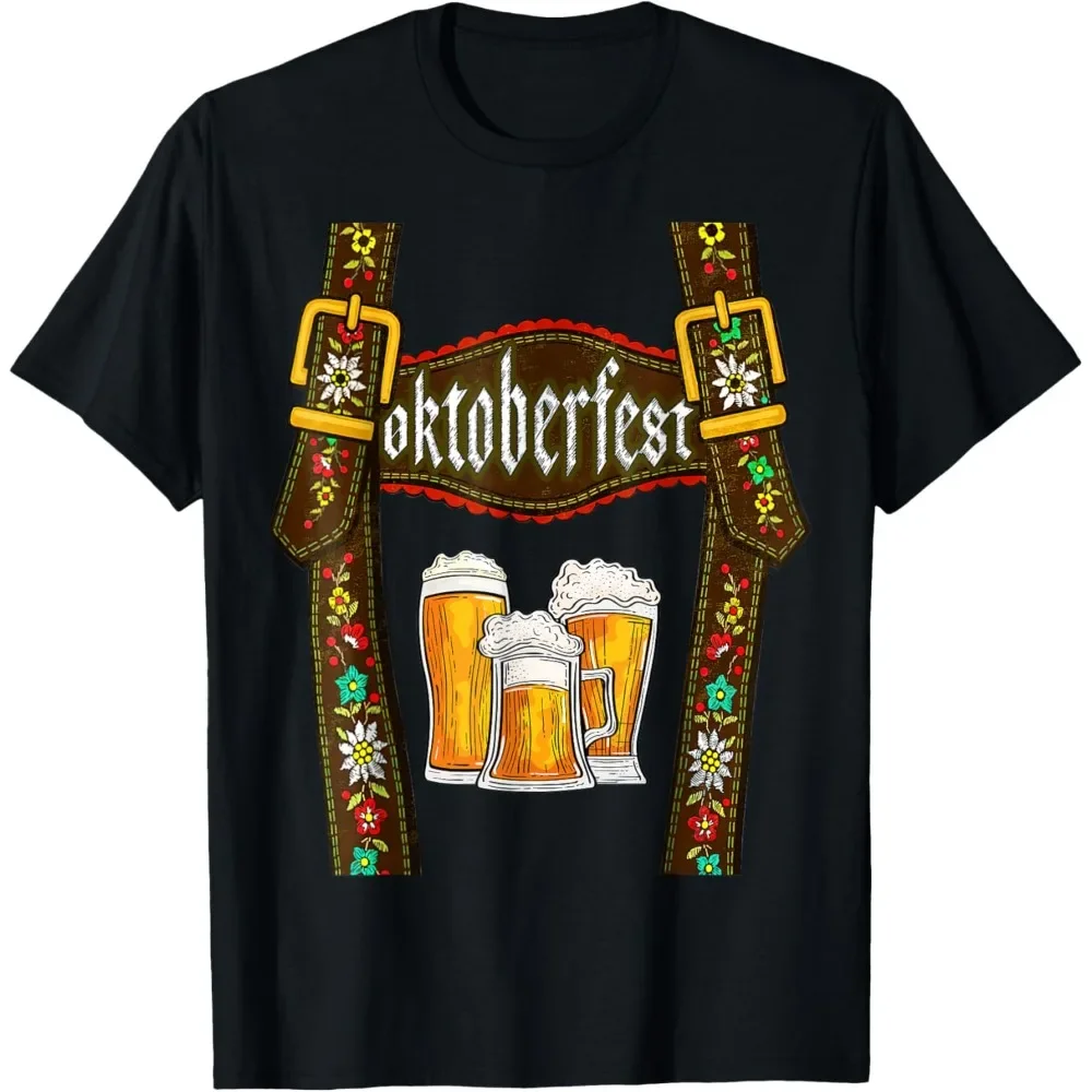 Lederhosen الحمالات مهرجان أكتوبر التي شيرت البافارية ميونيخ البيرة رجالي جودة عالية س الرقبة قمم تي شيرت للجنسين الشارع الشهير