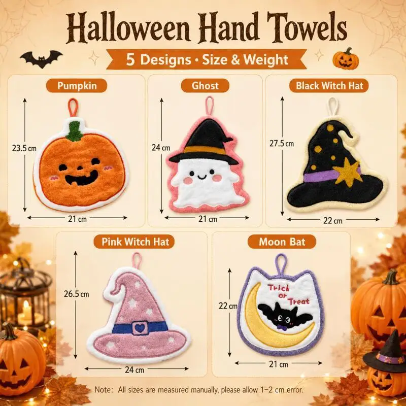 Lustige Halloween-Handtücher, Kürbis-Geist-Hexenhut-Mond-Fledermaus-Hängetücher für Küchen- und Badezimmerdekoration – Detail 4