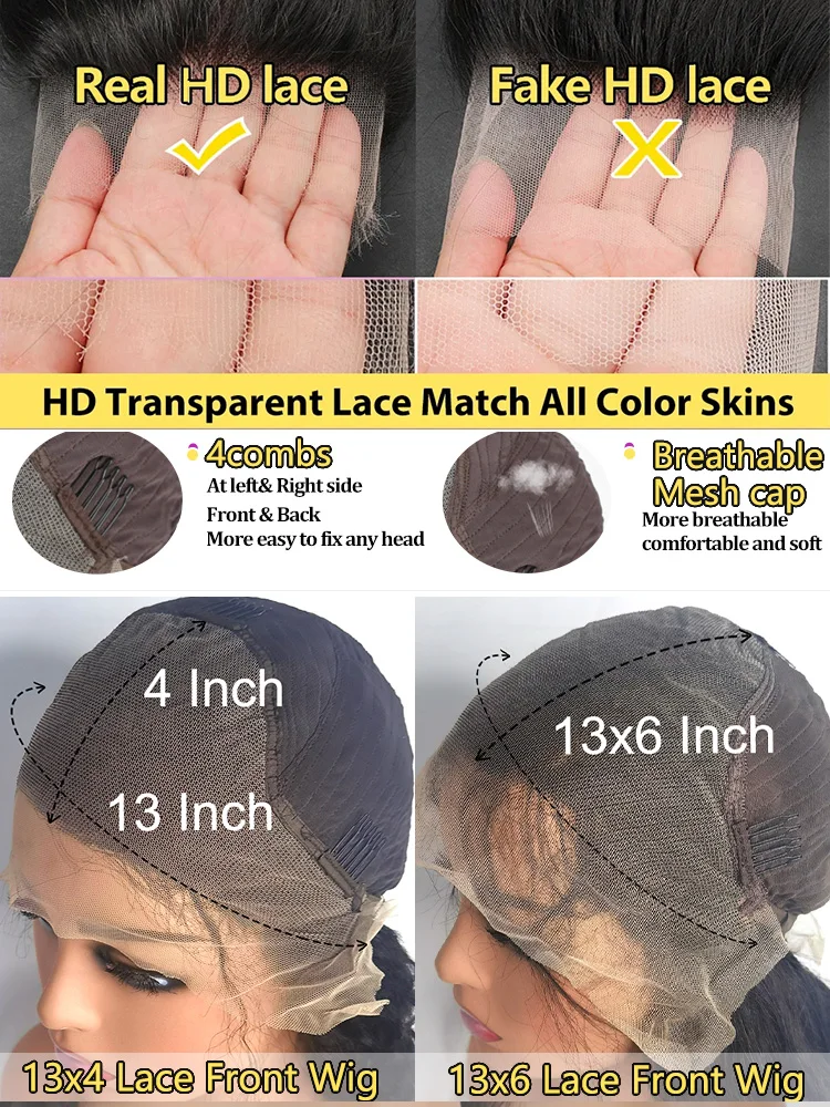 40 42 Inch 13x4 13x6 HD Transparent Bone Straight Lace Front Wigs 250 Density 360 Full Lace Brazilian Human Hair Wigs For Women image 6